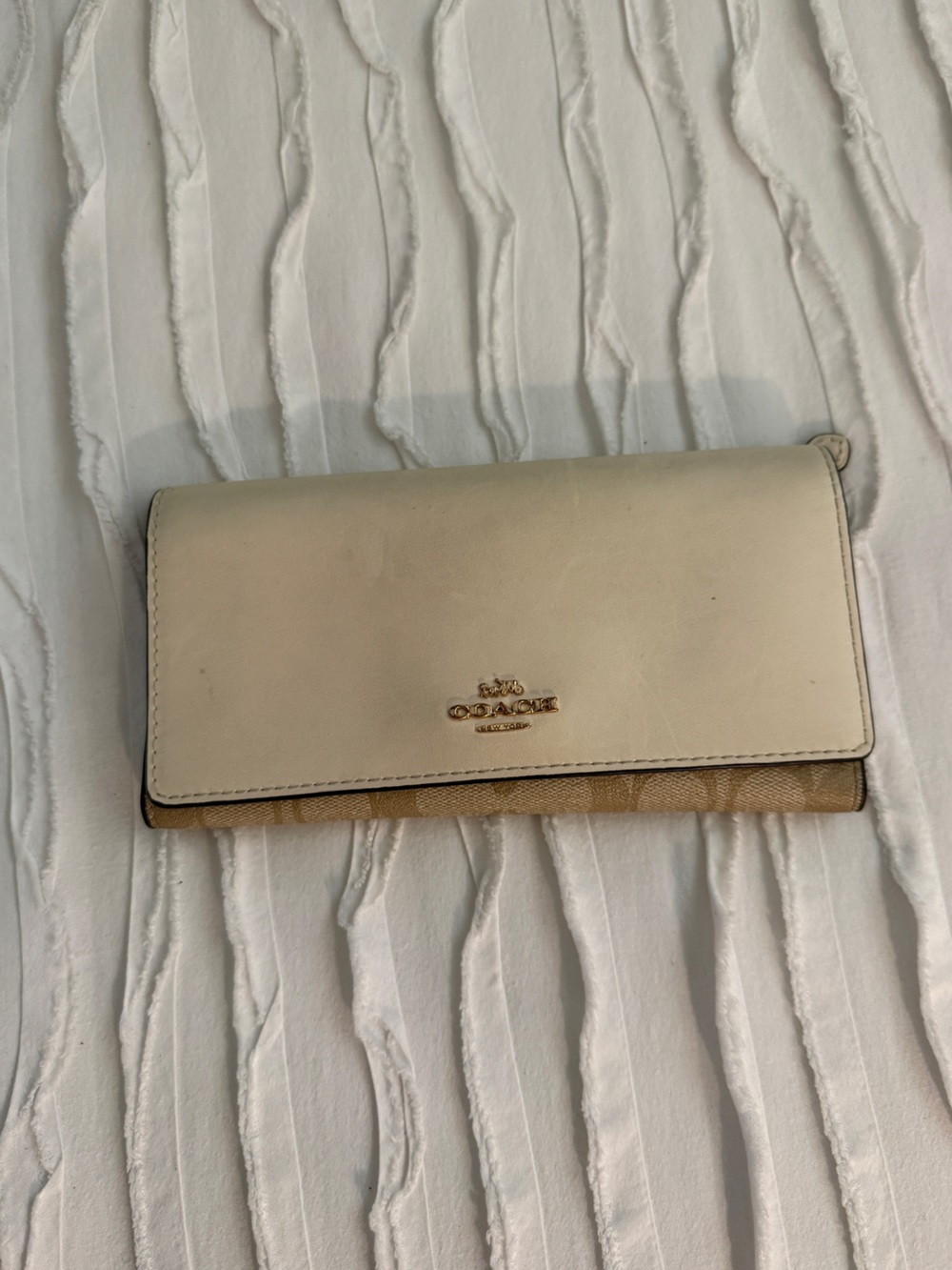Coach Long Zip Around Wallet In Signature Canvas Beige & Brown
